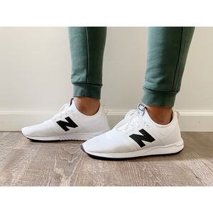 New Balance White and Black 247 Sneakers